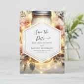 Mooie afdrukbare Mason Jar bruiloft Save The Date (Staand voorkant)