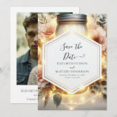 Mooie afdrukbare Mason Jar bruiloft Save The Date (Voorkant / Achterkant)