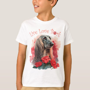 Mooie Afghaanse hond bloemig T-shirt