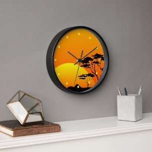 Mooie Afrika Safari Helder Sinaasappel Zonsonderga