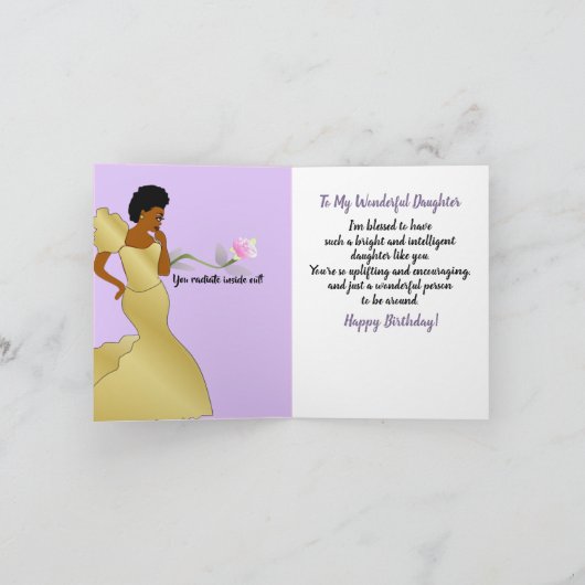 Mooie Afrikaanse Amerikaanse dochterkaart Bedankkaart (Binnen)