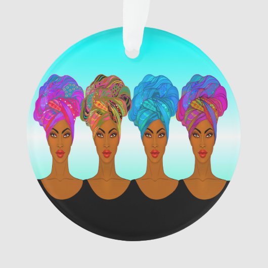 Mooie Afrikaanse Amerikaanse vrouw Ornament (voorkant)