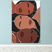 Mooie Afrikaanse Amerikaanse vrouwen mondiger make Canvas Afdruk (Insitu (Houten vloer))