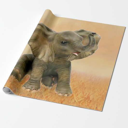 Mooie Afrikaanse Baby olifant Cadeaupapier (Uitgerold)