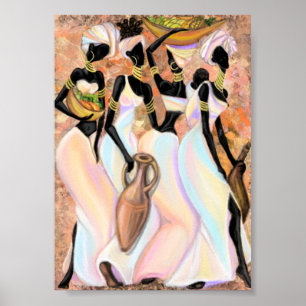 Mooie Afrikaanse Dames Poster - Modern Schilderij