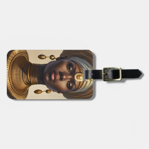 Mooie Afrikaanse Godin met opgerolde stof pet Bagagelabel