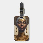 Mooie Afrikaanse Godin met opgerolde stof pet Bagagelabel (Voorkant verticaal)