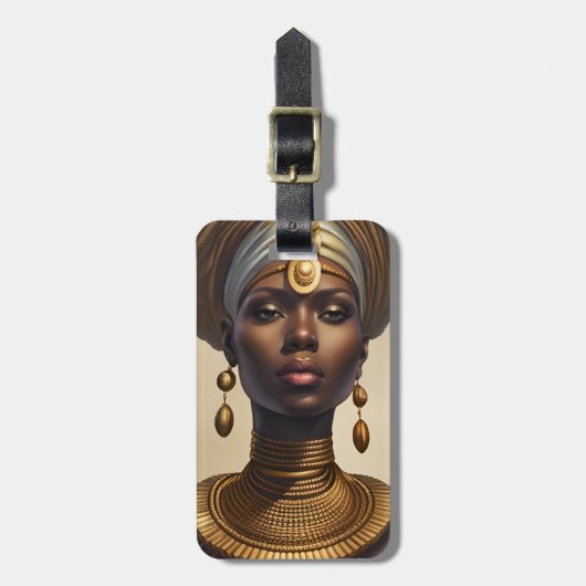Mooie Afrikaanse Godin met opgerolde stof pet Bagagelabel (Voorkant verticaal)