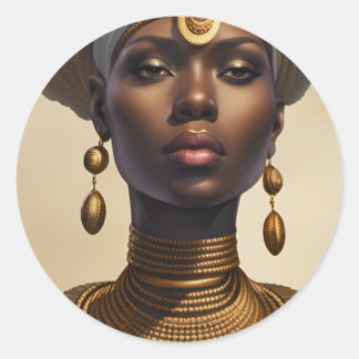 Mooie Afrikaanse Godin met opgerolde stof pet Ronde Sticker