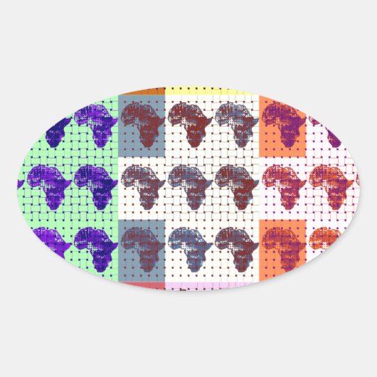 Mooie Afrikaanse kaart Checkered Pap art etnisch Ovale Sticker (Voorkant)