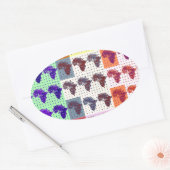 Mooie Afrikaanse kaart Checkered Pap art etnisch Ovale Sticker (Envelop)