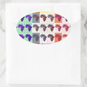 Mooie Afrikaanse kaart Checkered Pap art etnisch Ovale Sticker (Tas)