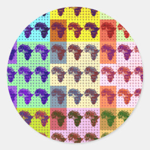 Mooie Afrikaanse kaart Checkered Pap art etnisch Ronde Sticker