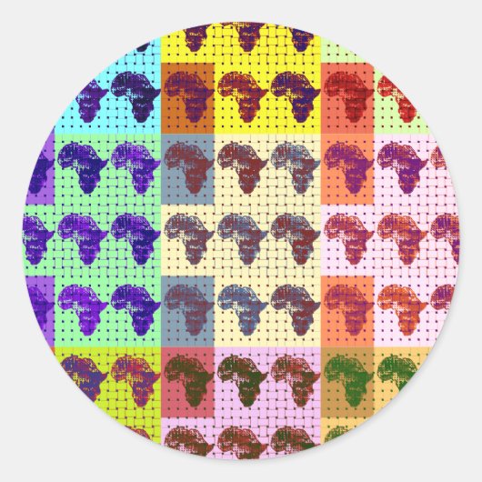 Mooie Afrikaanse kaart Checkered Pap art etnisch Ronde Sticker (Voorkant)