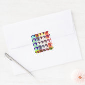 Mooie Afrikaanse kaart Checkered Pap art etnisch Vierkante Sticker (Envelop)