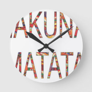 Mooie Afrikaanse  kleuren Hakuna Matata Art Ronde Klok