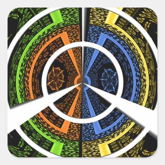 Mooie Afrikaanse kleurrijke cirkelvormige illustra Vierkante Sticker (Voorkant)