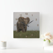 Mooie Afrikaanse Struik olifant Vierkante Klok (Huis)