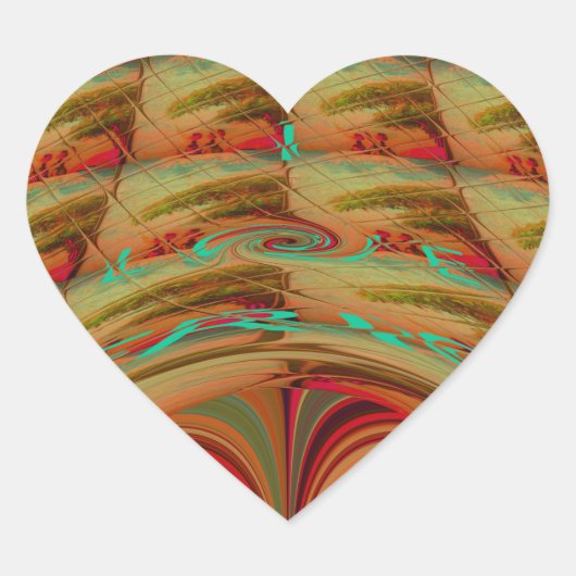 Mooie Afrikaanse traditionele Gouden Bruin Motief Hart Sticker (Voorkant)