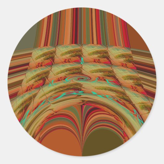 Mooie Afrikaanse traditionele Gouden Bruin Motief Ronde Sticker (Voorkant)