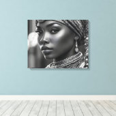 Mooie Afrikaanse vrouw Canvas Afdruk (Insitu (Houten vloer))