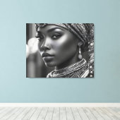 Mooie Afrikaanse vrouw Canvas Afdruk (Insitu (Houten vloer))