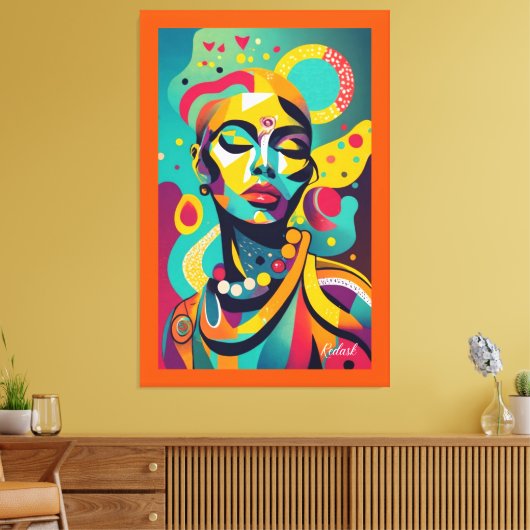 Mooie Afrikaanse vrouw Canvas Afdruk (Insitu (Woonkamer))