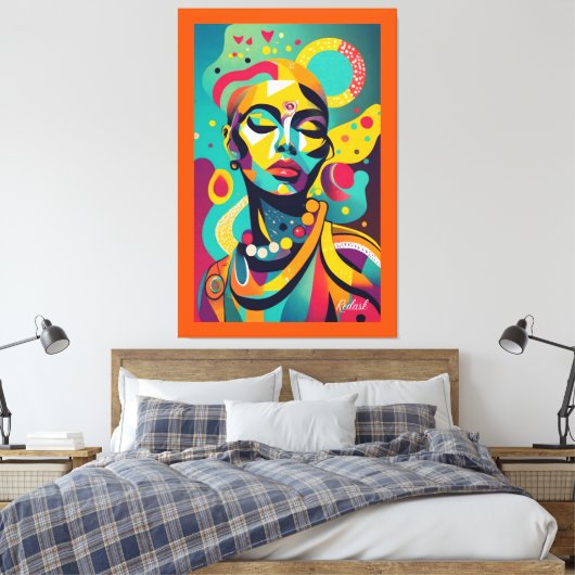 Mooie Afrikaanse vrouw Canvas Afdruk (Insitu (Slaapkamer))