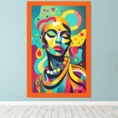 Mooie Afrikaanse vrouw Canvas Afdruk (Insitu (Houten vloer))