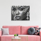 Mooie Afrikaanse vrouw Canvas Afdruk (Insitu (Woonkamer))