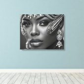 Mooie Afrikaanse vrouw Canvas Afdruk (Insitu (Houten vloer))