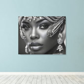 Mooie Afrikaanse vrouw Canvas Afdruk (Insitu (Houten vloer))