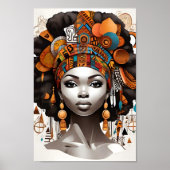Mooie Afrikaanse vrouw in traditionele hoofddeksel Poster (Voorkant)