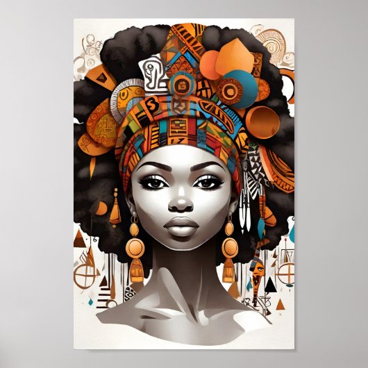 Mooie Afrikaanse vrouw in traditionele hoofddeksel Poster (Voorkant)