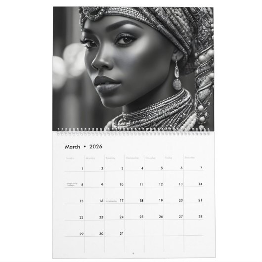 Mooie Afrikaanse vrouw Kalender (Mar 2026)