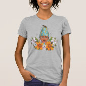 Mooie Afrikaanse vrouw met bloemen T-shirt (Voorkant)