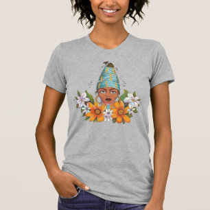 Mooie Afrikaanse vrouw met bloemen T-shirt