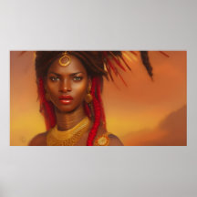 Mooie Afrikaanse vrouw rood goud