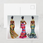 Mooie Afrikaanse Vrouwen Gouden Sieraden Kleurrijk Briefkaart (Voorkant / Achterkant)