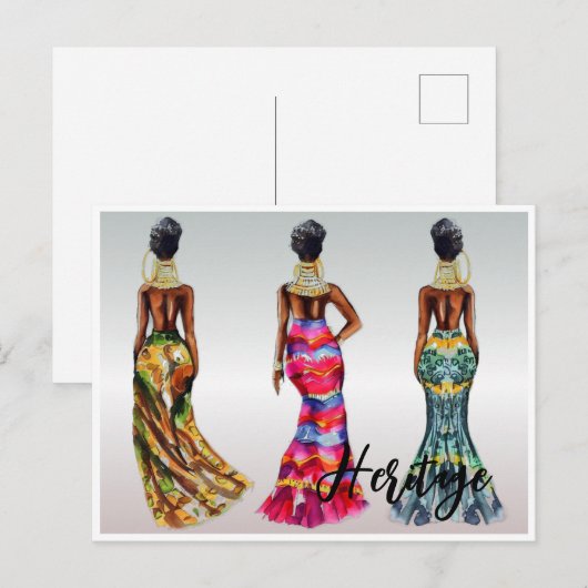 Mooie Afrikaanse Vrouwen Gouden Sieraden Kleurrijk Briefkaart (Voorkant / Achterkant)