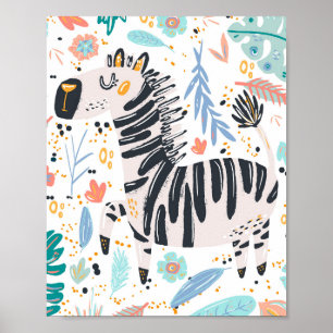 Mooie Afrikaanse zebra-kinderkamer Poster