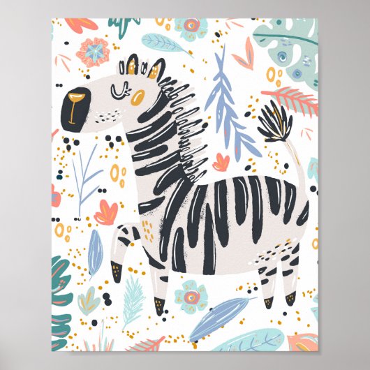 Mooie Afrikaanse Zebra-kinderkamer Poster (Voorkant)