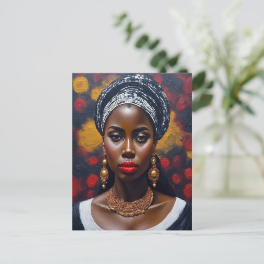 Mooie Afrikaanse zwarte vrouw schilderij Briefkaart (Staand voorkant)