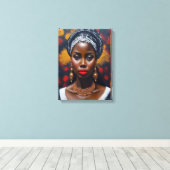 Mooie Afrikaanse zwarte vrouw schilderij Canvas Afdruk (Insitu (Houten vloer))