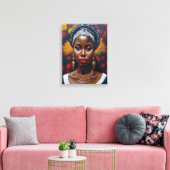 Mooie Afrikaanse zwarte vrouw schilderij Canvas Afdruk (Insitu (Woonkamer))