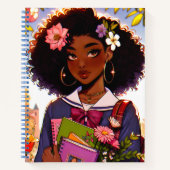 Mooie Afro-Amerikaanse Anime` School Girl Notitieboek (Voorkant)