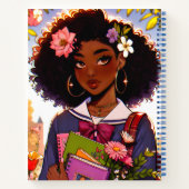 Mooie Afro-Amerikaanse Anime` School Girl Notitieboek (Achterkant)