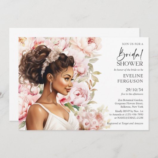 Mooie Afro-Amerikaanse bruid blush pioenrozen Kaart (Voorkant / Achterkant)