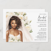 Mooie Afro-Amerikaanse bruid witte rozen boho Kaart (Voorkant / Achterkant)