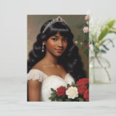 Mooie Afro-Amerikaanse Debutante Rozen Kunst Kaart (Staand voorkant)